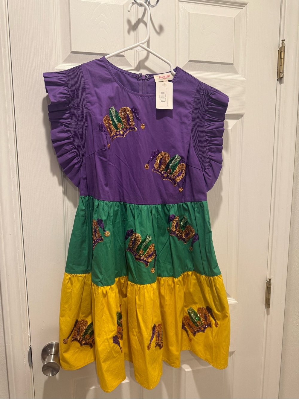 Peach Love California Purple Tiered Sequin Festive Dress